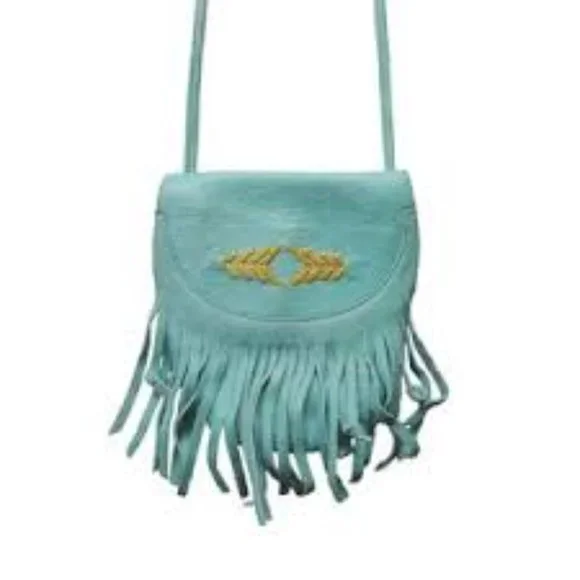 Free People X Cut and paste Los Angeles Embroidered Fringe Crossbody Leather - Picture 10 of 11